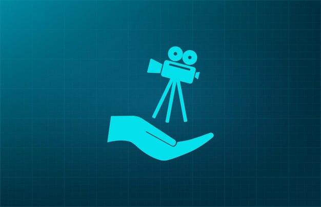 Camera symbol vector illustration on blue background eps 10