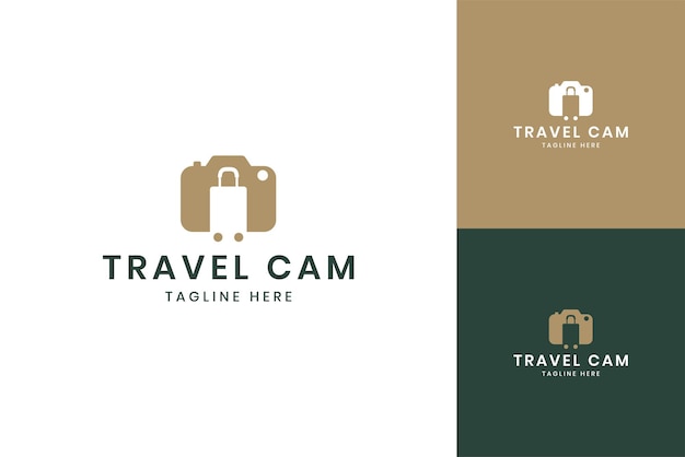 Camera travel negative space logo design