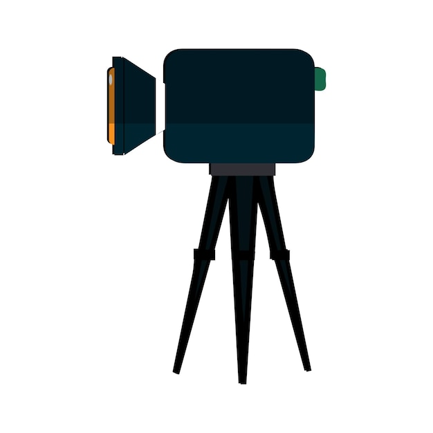 카메라 삼각대 아이콘과 삼각대에 있는 영화 카메라 모노크롬 스타일로 영화 단일 아이콘을 만드는 것