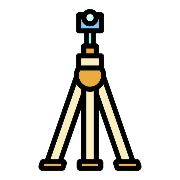 Camera on tripod icon Outline camera on tripod vector icon color flat isolated