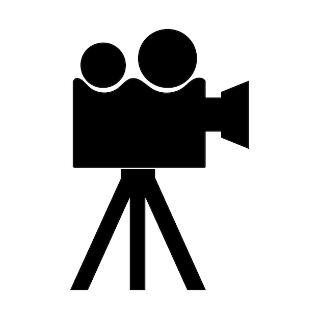 Camera tripod icon stands on a special front view Old and New black white Movie video vector