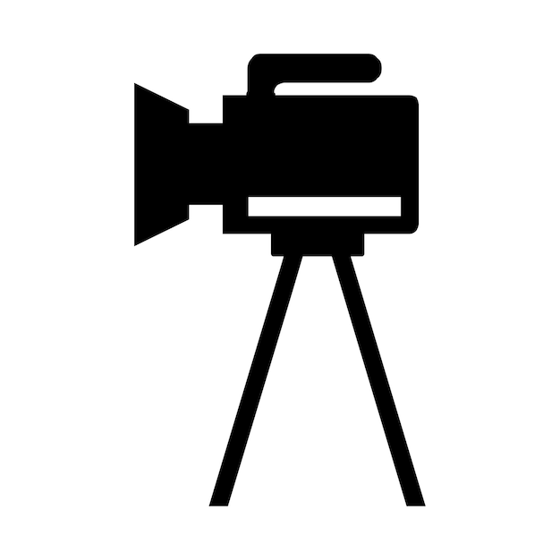 Икона штатива камеры стоит на специальном переднем виде Старое и Новое черно-белое Вектор видео фильма