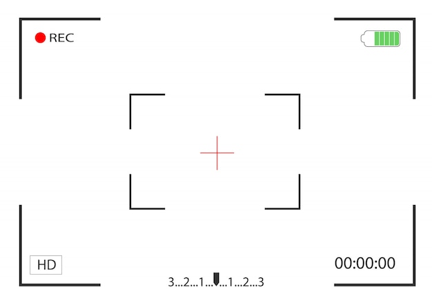 ベクトル カメラビューとフォーカススクリーン録画ビデオ。カメラフレームファインダー。