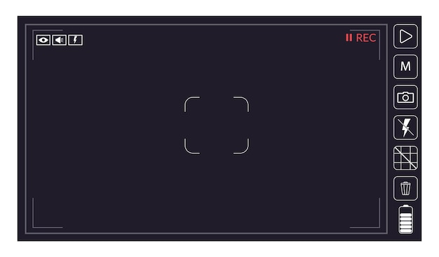 Видоискатель камеры Запись экрана фокусировки Камера черного экрана с параметрами видеосъемки индикаторы качества фото Запись с цифровым зумом для современных векторных блоггеров