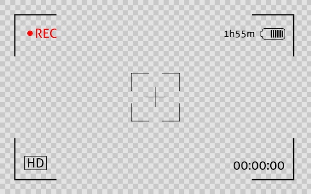 Vector camera viewfinder frame display snapshot digital video record screen filn rec camcoder template