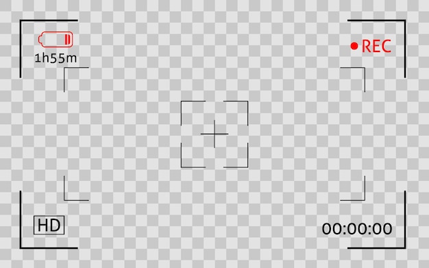 Vector camera viewfinder frame display snapshot digital video record screen filn rec camcoder template