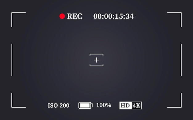 Вектор Кадр видоискателя камеры видео или экран фокусировки фото запись или шаблон моментального снимка цифровой дисплей dslr cam интерфейс захвата для фотографии или видеосъемки плоская векторная иллюстрация
