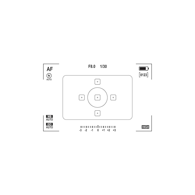 Vector camera viewfinder screen video recording display