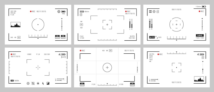 Vector camera viewfinder screens with vector focus frames
