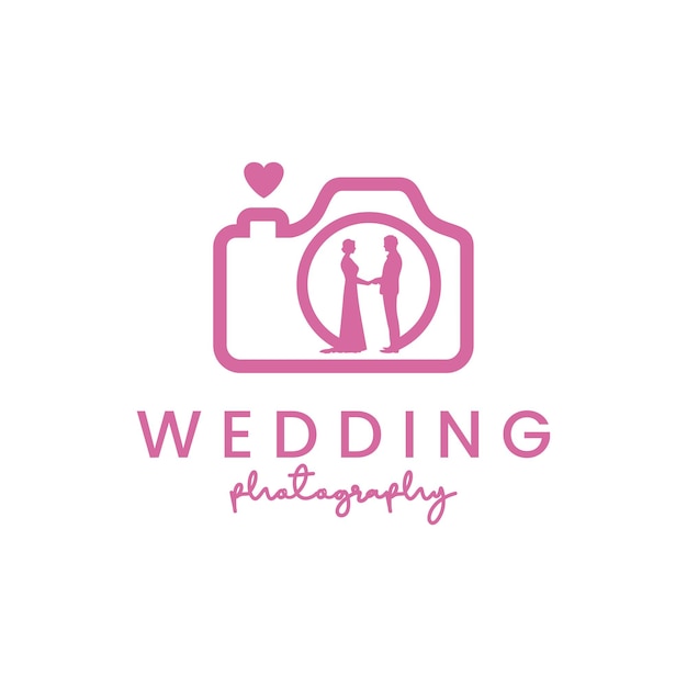 camera and wedding couple for wedding photography logo design