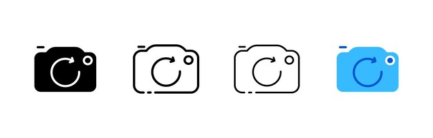 camera with arrow icons different styles camera with arrow icons vector icons