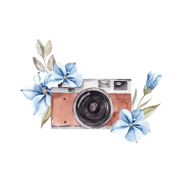 Vector camera with flowers