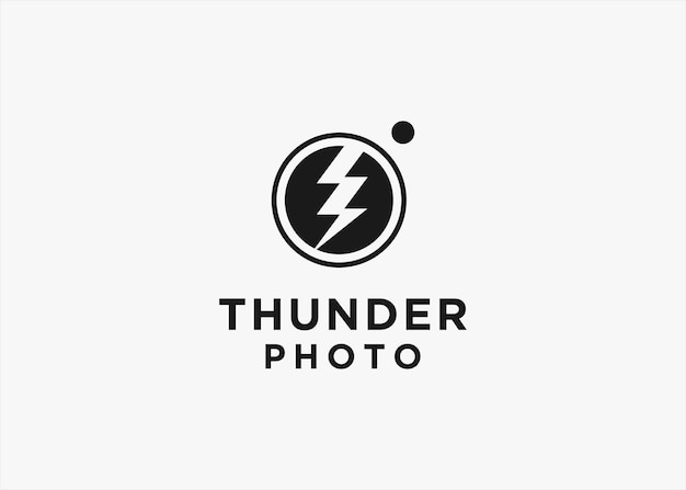 camera with lightning logo design vector silhouette illustration