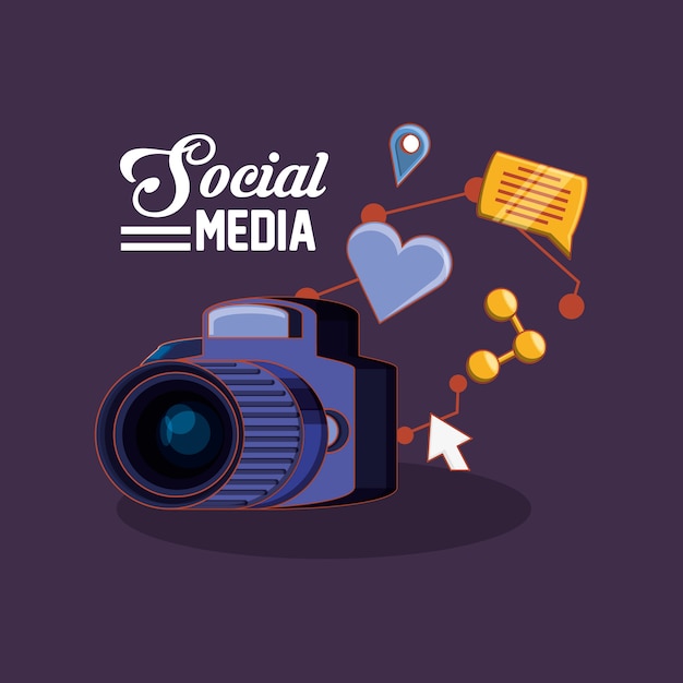 Camera with social media related icons