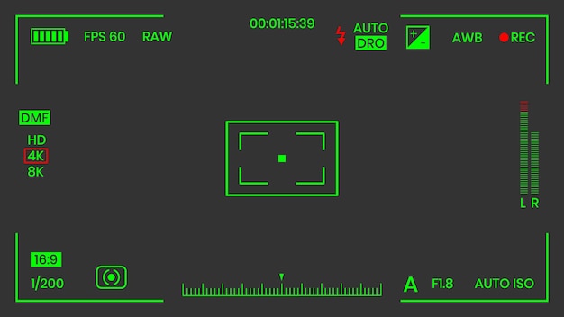 Vector camera zoeker nachtzicht video of fotolijst recorder vlakke stijl ontwerp vectorillustratie