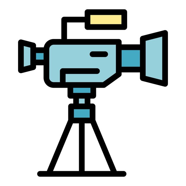 Vector cameraman camera icon outline cameraman camera vector icon color flat isolated