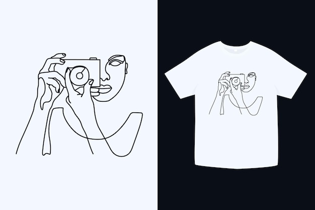 Cameraman line t-shirt design