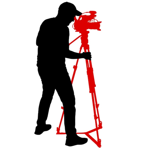 Cameraman met videocamera Silhouetten op witte achtergrond