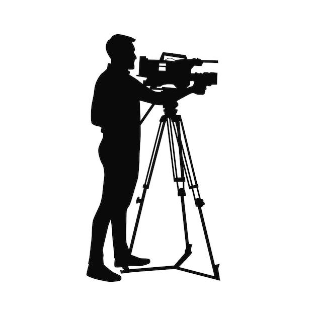 Cameraman with camera vector silhouette