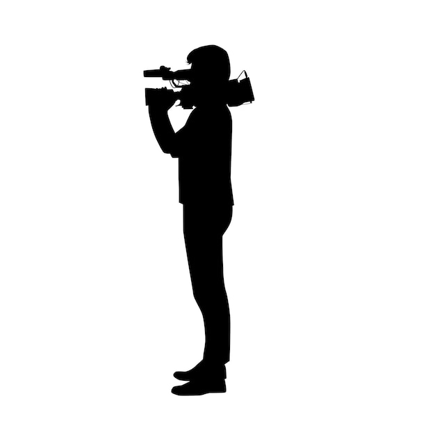 Cameraman with camera vector silhouette