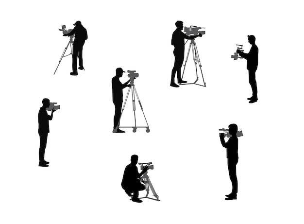 Cameraman with camera vector silhouette