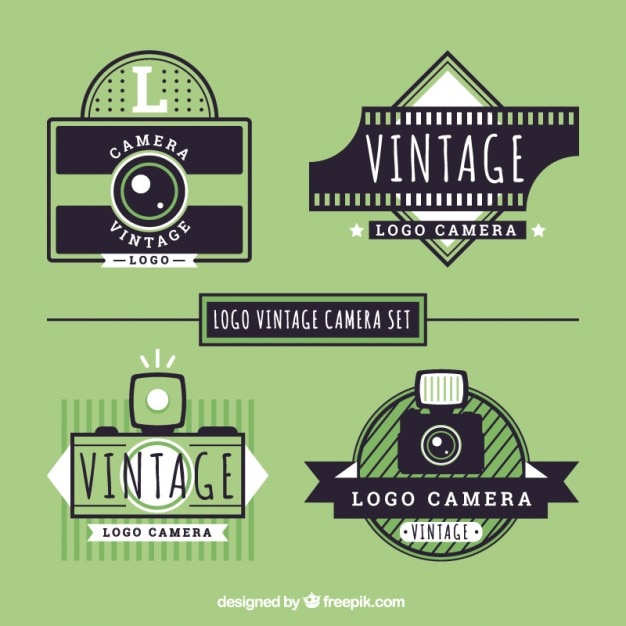 Vector cameras retro logos pack