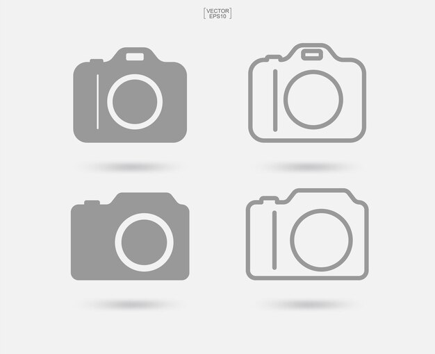 Camerateken en symbool. Fotopictogram of afbeeldingspictogram. Vector illustratie.