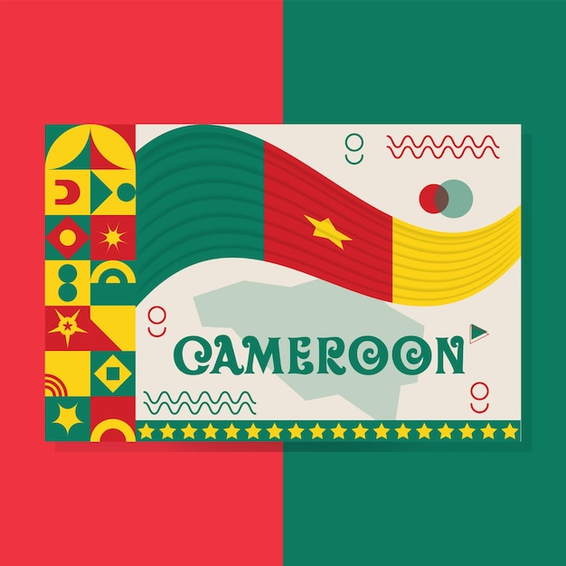 Vector cameroon banner with cultural design. national day design for cameroon celebration