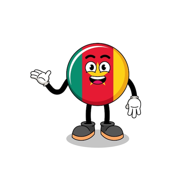 Cameroon flag cartoon with welcome pose