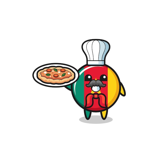 Cameroon flag character as Italian chef mascot