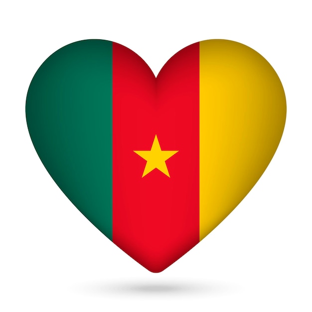 Vector cameroon flag in heart shape vector illustration