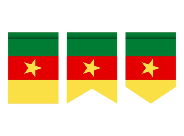 Cameroon flag or pennant isolated on white background. Pennant flag icon.