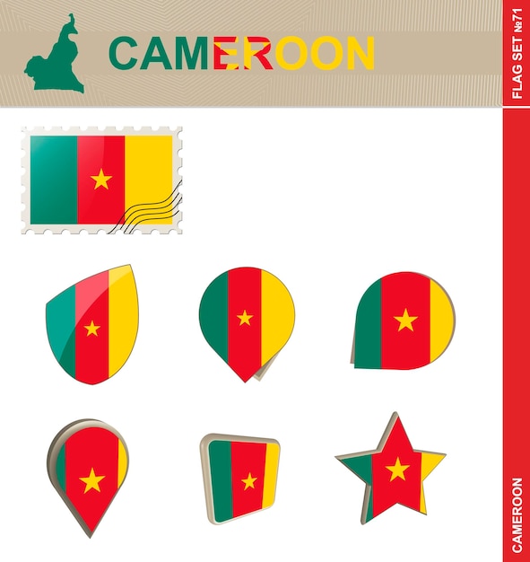 Camerun flag set flag set 71 vettore