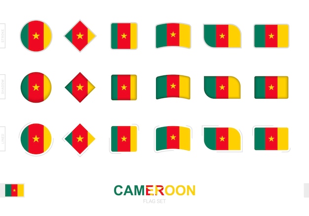 카메룬 플래그 세트, 세 가지 다른 효과가 있는 카메룬의 간단한 플래그입니다.