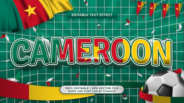 Vector cameroon football world cup background theme editable text style effect