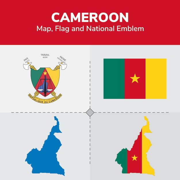 カメルーン地図、国旗