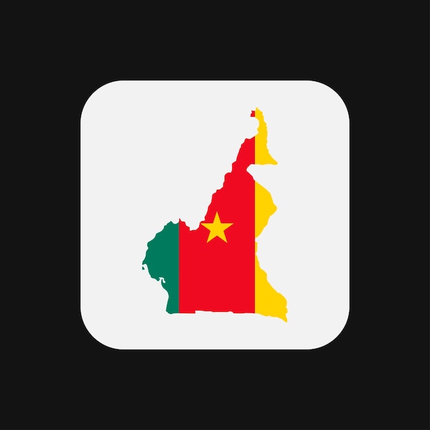 Силуэт карты Камеруна с флагом на белом фоне