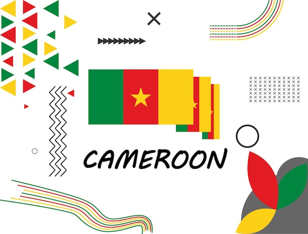 Cameroon national day banner . Cameroon flag  with modern geometric retro abstract