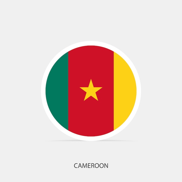 Cameroon round flag icon with shadow