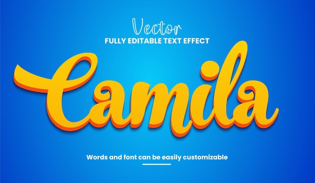 Вектор Камила редактируемый 3d текстовый эффект