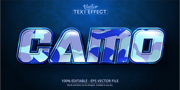 Camo text, cartoon style editable text effect