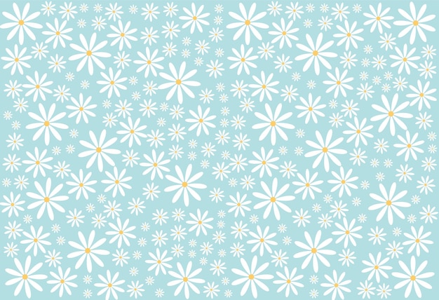 Camomiles pattern on blue background vector illustration