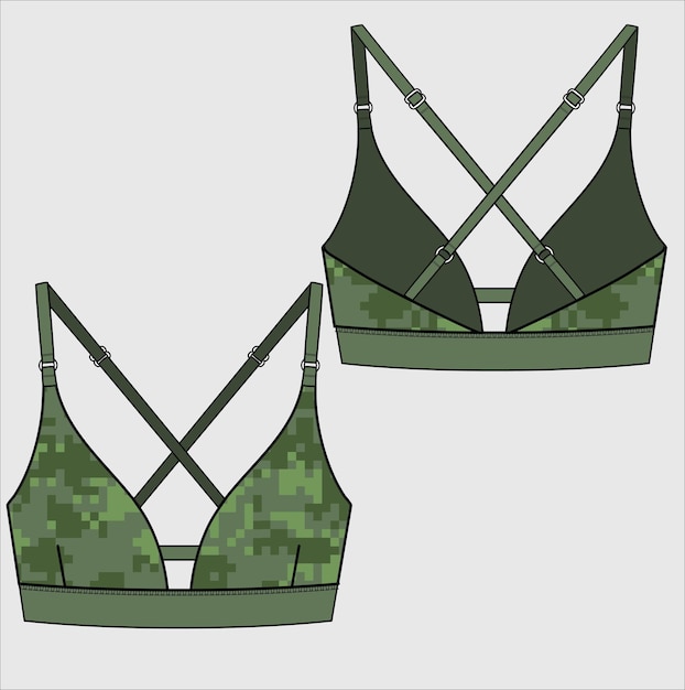 Premium Vector  Camouflage print gym bra for women wear vector