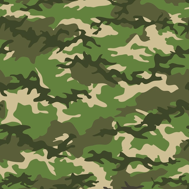 Camouflage seamless pattern background with green spots Military camouflage pattern Fashionable camouflage textile Military print Seamless vector wallpaper Clothing style masking Repeat print