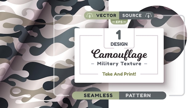 Vector camouflage seamless pattern military texture war fabric