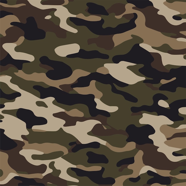 Camouflage seamless pattern Trendy style camo repeat print Vector illustration Khaki texture