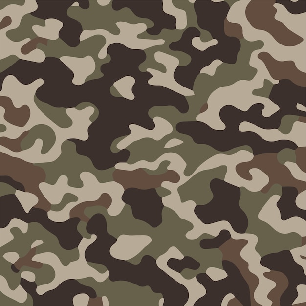 Vector camouflage seamless pattern trendy style camo repeat print vector illustration khaki texture