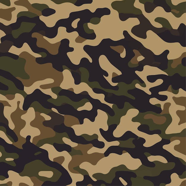 Camouflage seamless pattern Trendy style camo repeat print Vector illustration Khaki texture