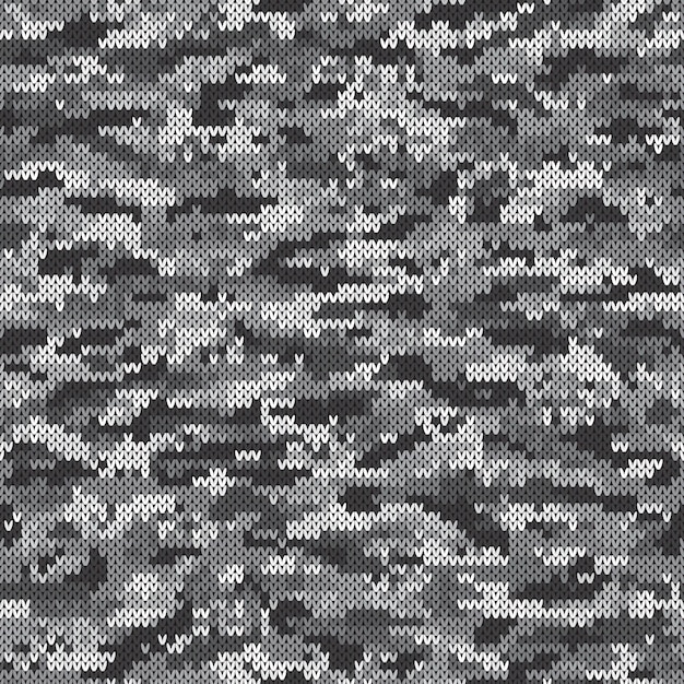 Camouflage Style Knitted Pattern Seamless Knitting Texture with Shades of Gray Colors