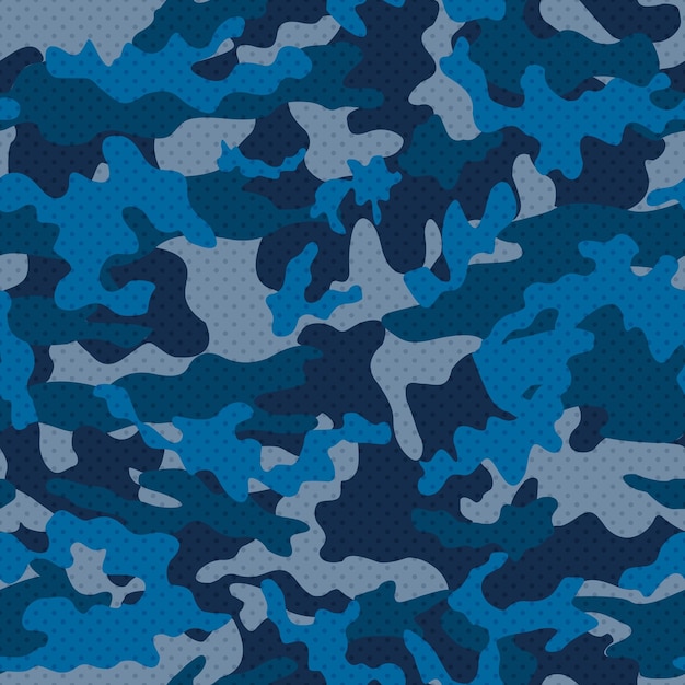 Vector camouflage vector blue seamless pattern